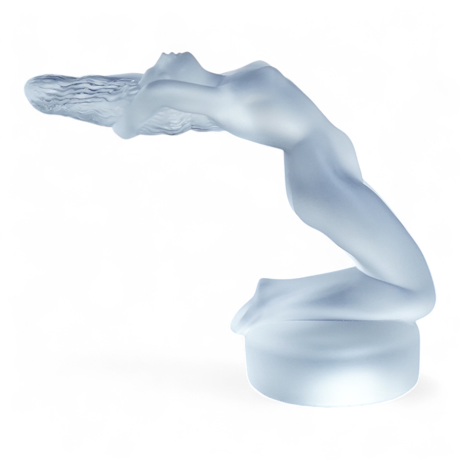A Lalique frosted glass paperweight of Chrysis, kneeling female nude, 15cm high